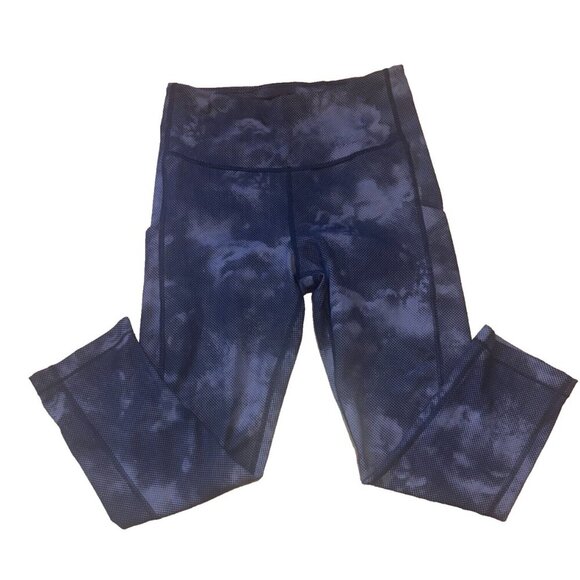 Athleta Ultimate Stash Pocket Printed Capri Leggings S - Black/Gray - Picture 1 of 4